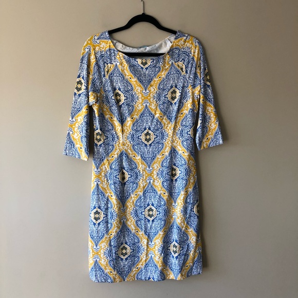 J. McLaughlin blue/yellow printed dress